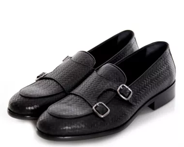 Pantofi barbati negri din piele naturala cu mic defect A4074